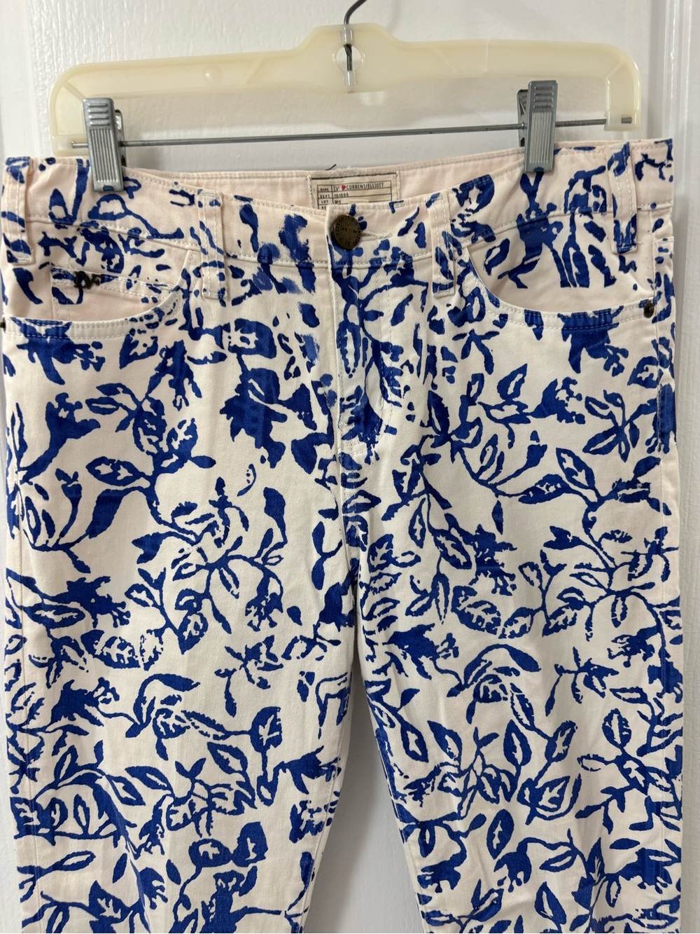 Current/Elliott x DVF Floral Blue White Watercolor Denim Jeans - Picture 3 of 16